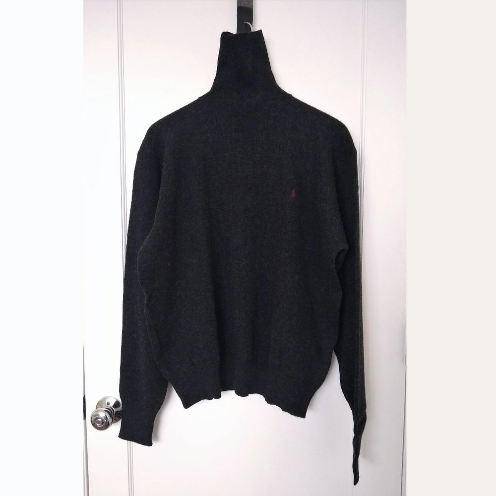 Ralph Lauren Dark Gray Lambswool Turtleneck Sweater (Medium)